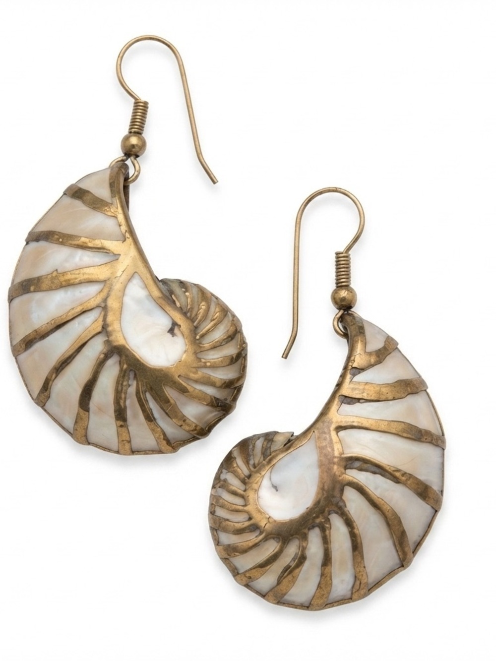 Vintage Genuine Abalone & Gold Earrings